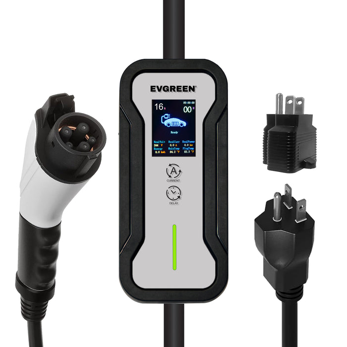 16Amp Level 1 & 2 Portable EV Charger for J1772 or NACS (Tesla) EV | 25/30/40/50ft | 110V-240V (HDEV0104C)